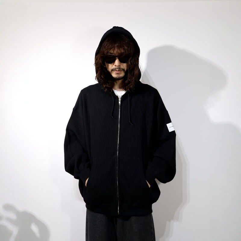 COOTIE混纺华夫格宽松拉链帽衫