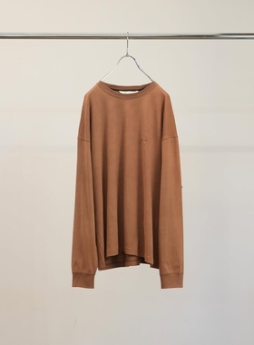 ANCELLM UNEVENNESS LS 26SS 复古染色破坏做旧刺绣宽松长袖T恤