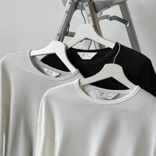 ANCELLM DAMAGE WAFFLE CREW LS 26SS 毛边破坏华夫格打底长袖T恤