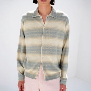GRADIENT 开衫 KNIT CARDIGAN26SS丝绵条纹针织衬衫 SHIRT AURALEE