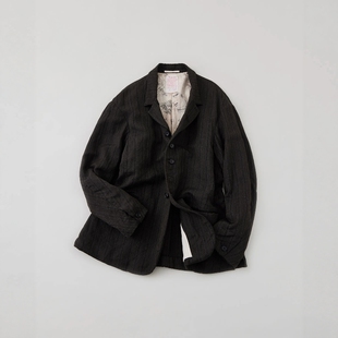 NICENESS S.SLASH Wool TailoredJacket25AW羊毛亚麻条纹西装夹克