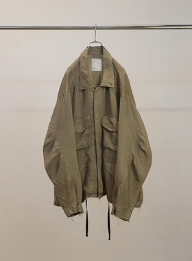 ANCELLM 100/S LINEN FIELD JACKET 26SS 亚麻户外破坏口袋夹克