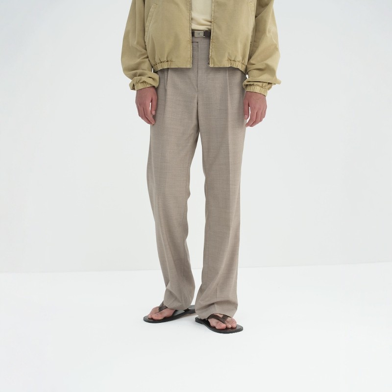 AURALEE精纺羊毛纱线休闲西裤