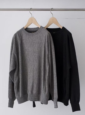 BATONER BELGIAN LINEN URAKE L/S 26SS 全亚麻圆领插兜长袖T恤