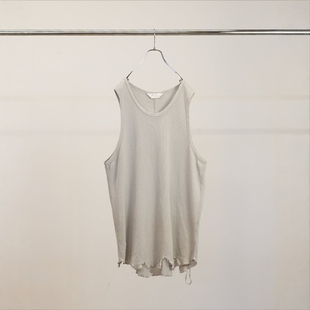 26SS ANCELLM TANK WAFFLE 做旧破坏宽松华夫格打底背心 DAMAGE