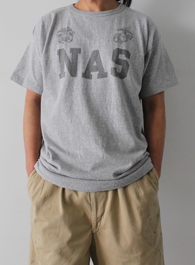 BOWWOW NAVAL STATION 8812 TEE25SS复古做旧丝绵混纺印花短袖T恤