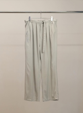 ANCELLM VISCOSE BELT-LESS TROUSERS26SS铜氨丝光泽腰带宽松西裤