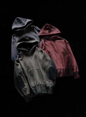 T.T Taigatakahashi Hooded Shirt 25AW复古做旧补丁漂白染色帽衫