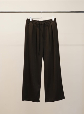 ANCELLM TRACK WIDE PANTS 26SS 铜氨丝混纺阔腿宽松抽绳西装裤