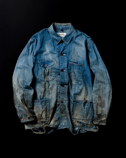 ANACHRONORM DAMAGED LIGHT DENIM 24SS复古污渍破坏手做牛仔夹克
