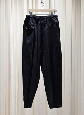 COMOLI Black drill tapered trousers 25SS复古褪色斜纹布锥形裤