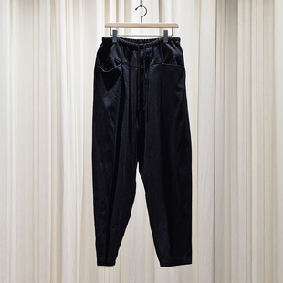 COMOLI Black drill tapered trousers 25SS复古褪色斜纹布锥形裤