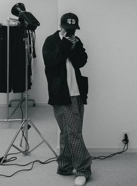 COOTIE DOBBY CHECK EASY PANTS 24SS 格纹抽绳宽松直筒休闲长裤