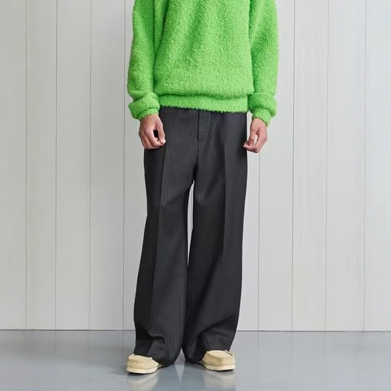 H B&Y Clear double cross wide slacks 24AW 精梳羊毛编织西装裤