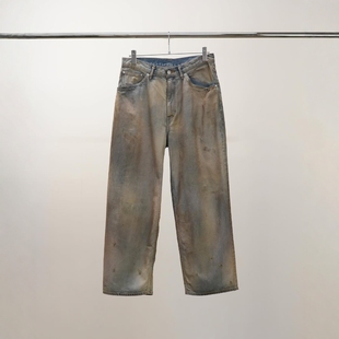 ANCELLM # 03 AGING01 25AW 定番做旧水洗油漆染色直筒五袋牛仔裤