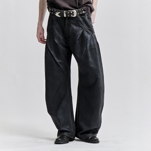 coating 复古水洗涂层宽松流线牛仔弯刀裤 curve 25AW denim CONZ