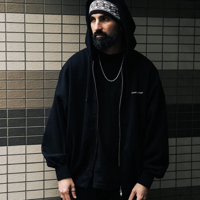 COOTIE印花宽松运动拉链帽衫