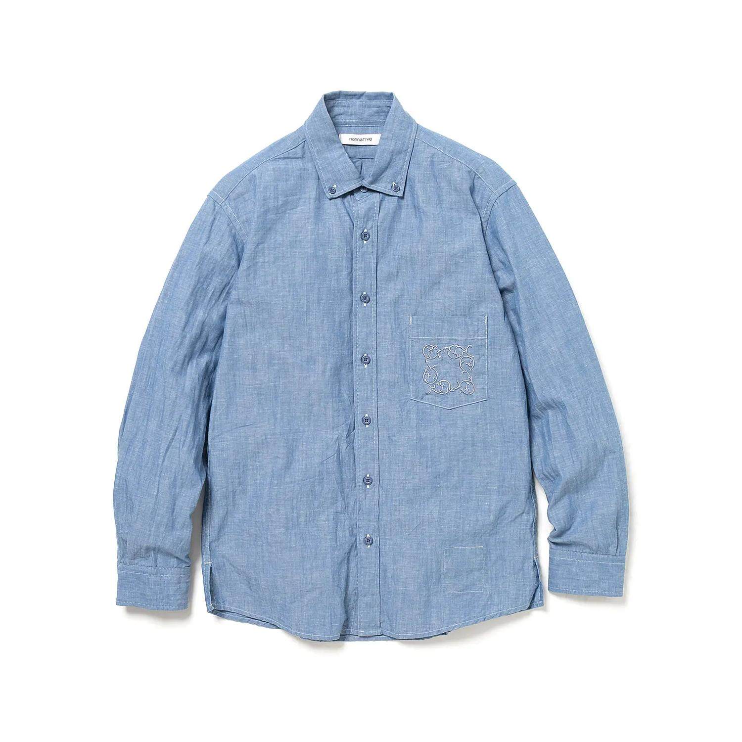 nonnative DWELLER B.D. L/S SHIRT 25SS 亚麻混纺牛津长袖衬衫