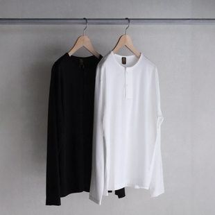 BATONER LOOPLESS TENJIKU L/S T26AW 宽松天竺棉亨利领长袖T恤