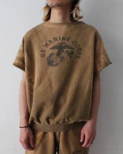 BOWWOW USMC SS SWEAT SHIRTS 24SS 复古做旧破坏运动短袖卫衣