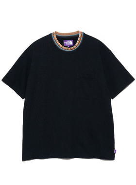 TNF NP Jacquard Neck FieldTee24SS日产天竺棉民族风口袋短袖T恤