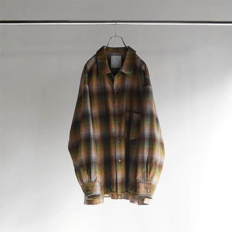 ANCELLM R/C CHECK CRASH SHIRT 24AW 下摆破坏格纹宽松衬衫夹克