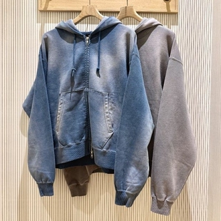 Full Zip 全拉链帽衫 Wide 做旧宽松短款 Faded 25AW BEAMS Hoodie