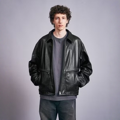 monkeytime飞行山羊皮衣夹克