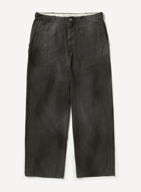 A.PRESSE Chambray Work Pants26SS做旧黑色水洗青年布直筒工装裤