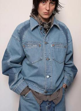 JIEDA 2TONE DENIM JACKET 24AW 日产流线分割拼接水洗牛仔夹克