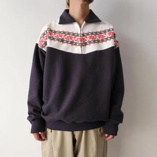 BOWWOW SNOWFLAKE HN SWEATSHIRTS 24AW 复古做旧雪花半拉连卫衣