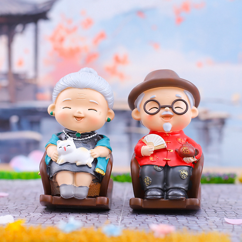 恩爱老人物摆件家居装饰工艺品客厅酒柜摆设闺蜜新婚礼品结婚礼物
