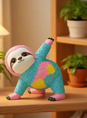 可爱树懒瑜伽创意客厅小摆件卧室房间布置摆设家居装饰品生日礼物