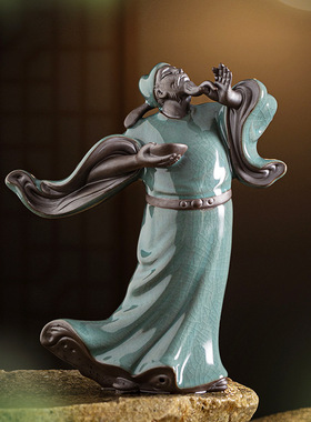 新中式禅意历史人陶瓷工艺品摆件诗仙李白家居客厅茶室桌面装饰品