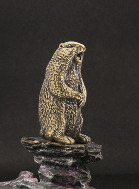 新款尖叫土拨鼠之夜仿古董黄铜摆件大旱獭动物摆设工艺品收藏装饰