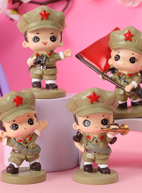 创意红军摆件退役军人纪念品送战友桌面小摆件生日送当兵树脂礼品
