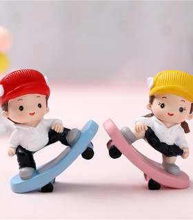 滑板车车载摆件创意可爱家居汽车树脂工艺品家居蛋糕烘焙摆件可爱