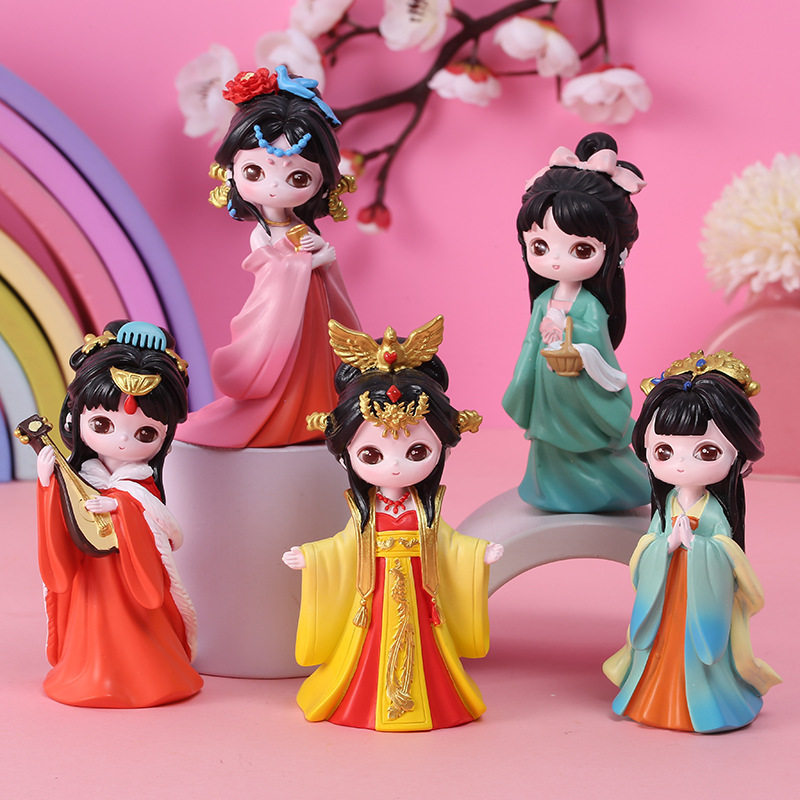 国色天香盲盒网红国潮手办古风汉服少女桌面摆件可爱女孩古装娃娃