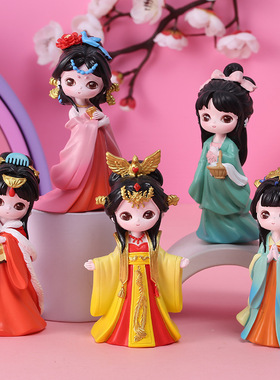 国色天香盲盒网红国潮手办古风汉服少女桌面摆件可爱女孩古装娃娃