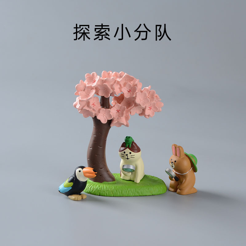 日式杂货猫咪兔子树小摆件拍摄道具装饰品送人礼品树脂工艺品