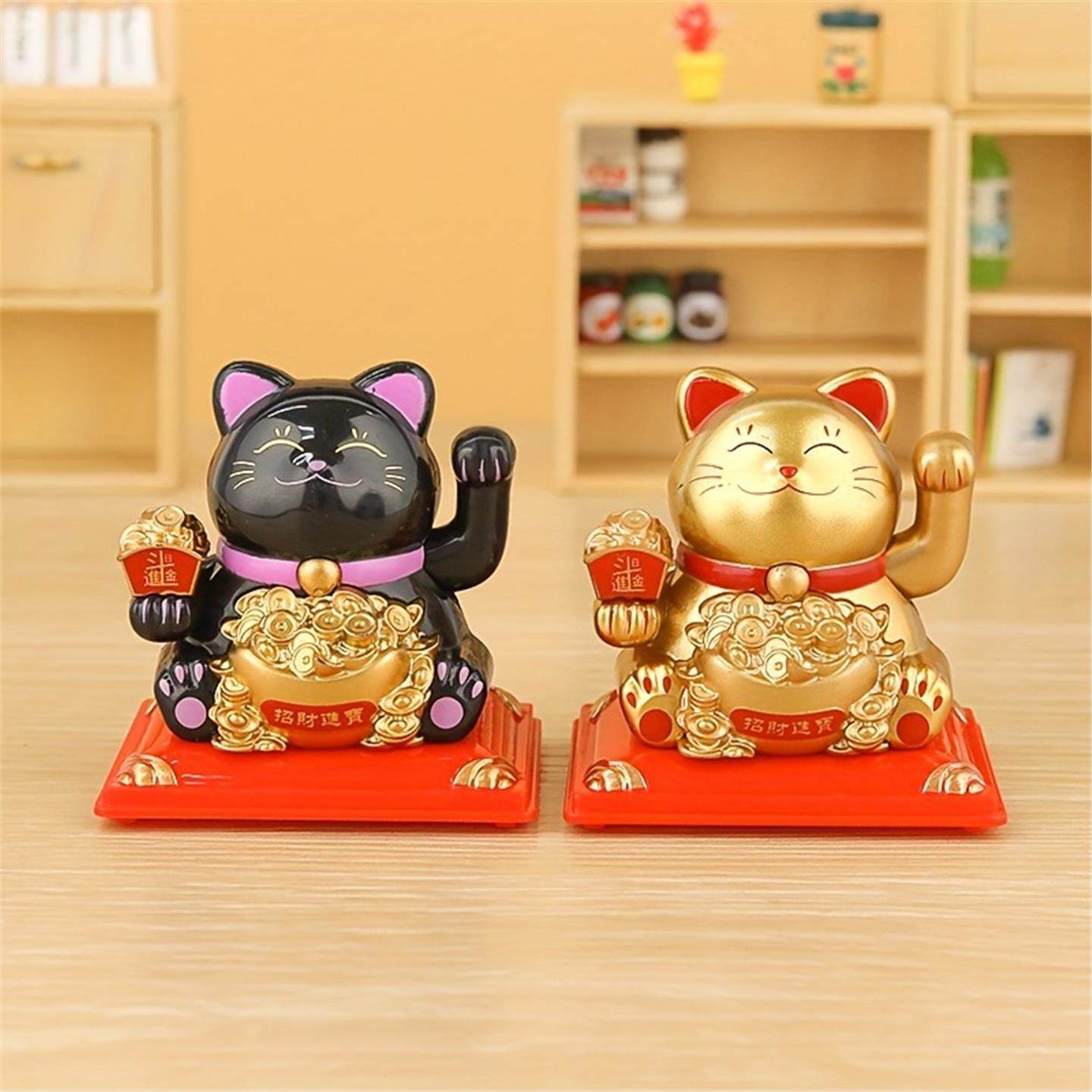 太阳能招财猫小摆件自动招手车载办公室桌面装饰品开业送礼品礼物