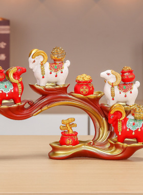 羊年摆件吉祥物国潮羊入户玄关家居客厅博古架新年装饰品年会礼物