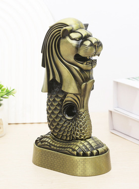 新品跨境热销 鱼尾狮模型金属工艺品摆件 新加坡旅游纪念品装饰品