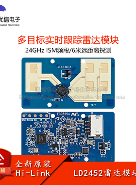 原装LD2452_24G多目标人体定位跟踪雷达模块一发两收挂壁安装