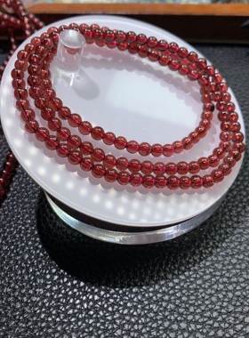 香槟粉石榴石 4mm3圈手链