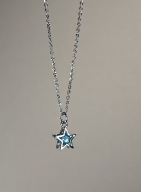 Vintage古着蓝色星星锆石项链
