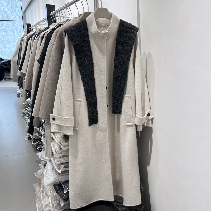 高级感双面羊毛呢披肩大衣女2025冬季新款韩版宽松设计感呢子外套