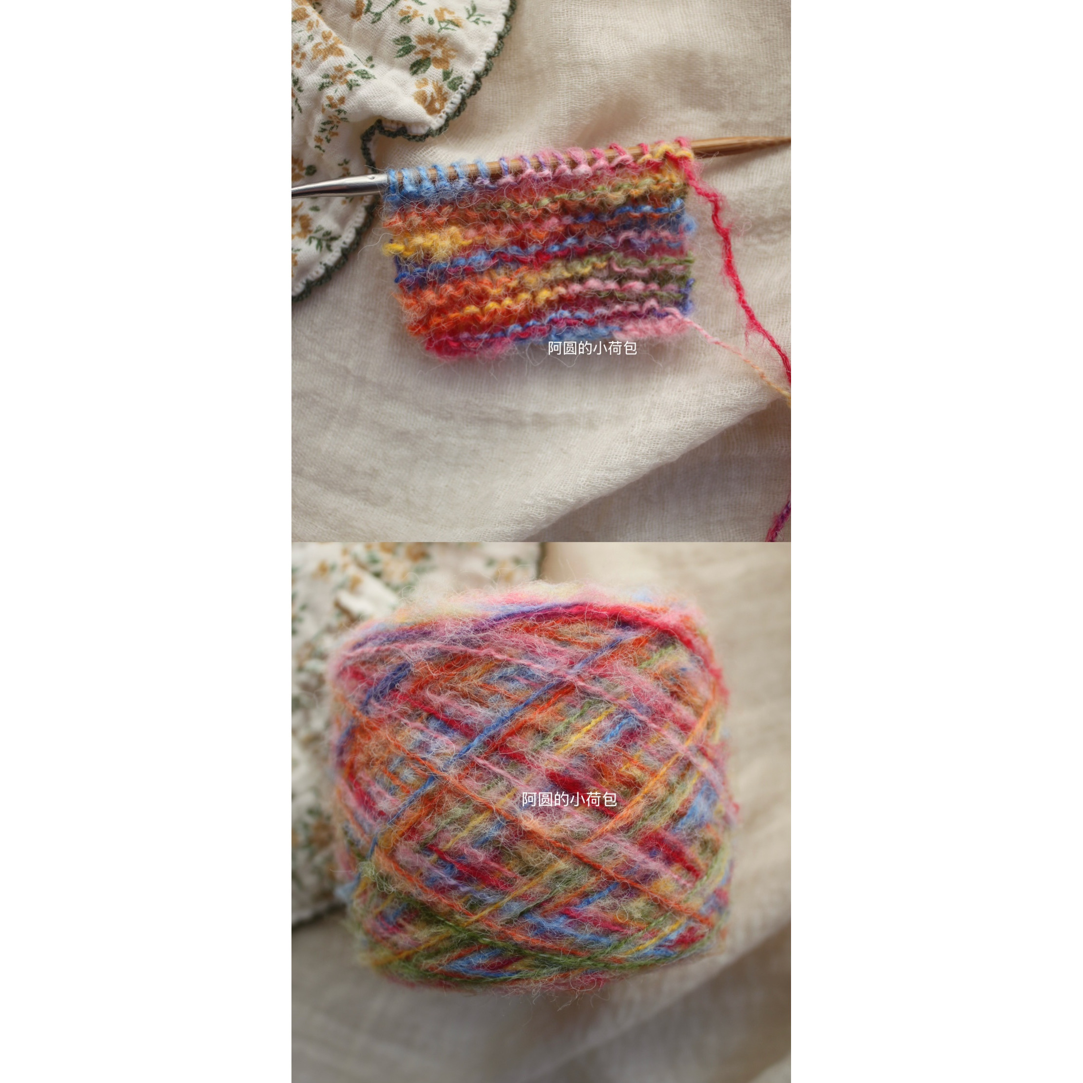 竹枝芙 椿果马海毛秋冬温暖钩织包包特色棒针毛线围巾帽子