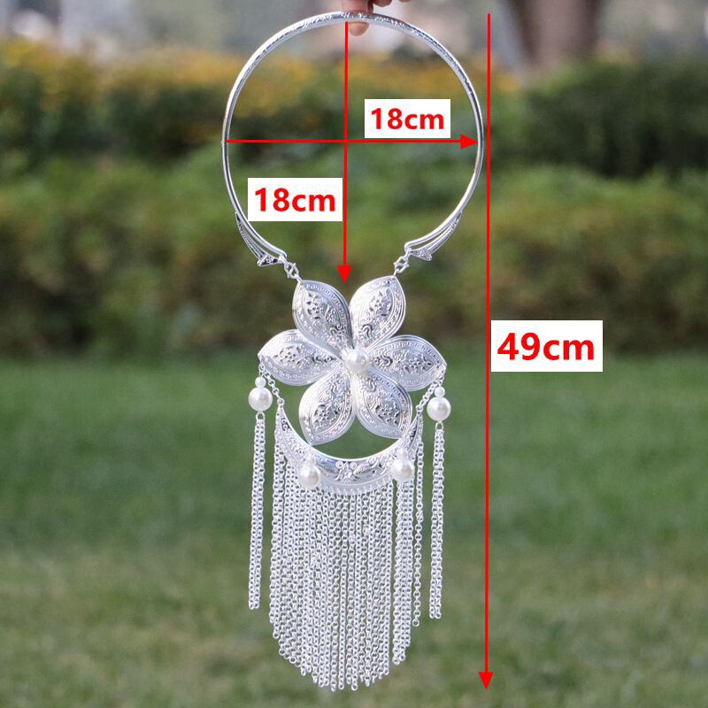 苗族银饰饰品项圈项链苗寨民族风个性舞蹈广西儿童流苏大气女装