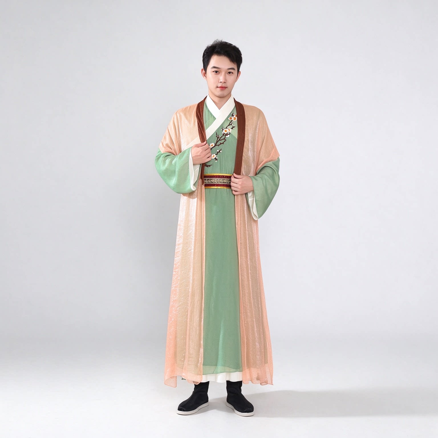 古典舞演出服书生古风舞蹈纸扇书生男女同款飘逸中国风艺考表演服
